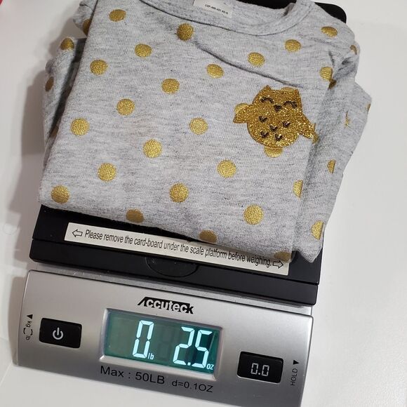 Carter's Baby Girls Grey & Gold Glitter Polka Dot Owl Sweatshirt Size 6m - Picture 6 of 6